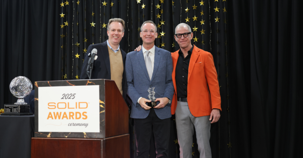 Tom Haslach, Chief Development Officer, with Eric Wroldsen, COO, and Mike Crippen, CEO & Founder, at the 2025 SOLID Awards Ceremony.